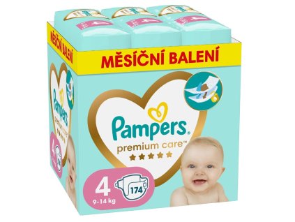 Pampers Premium care 4, 174ks, 9 14kg (mesačné balenie)