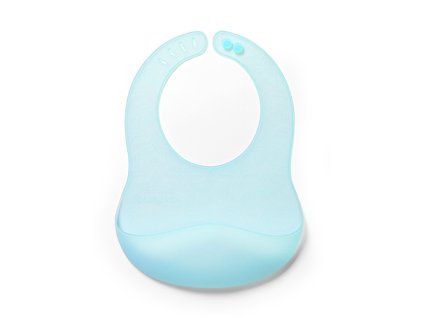 BabyOno Podbradník silikónový ultratenký s vreckom modrý