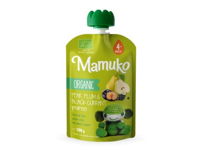 Mamuko BIO hruška, čierne ríbezle a slivkové pyré (100g)