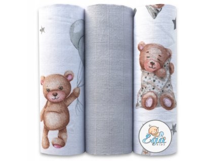 Ega Kids Mušelínové plienky (3ks) medvedík