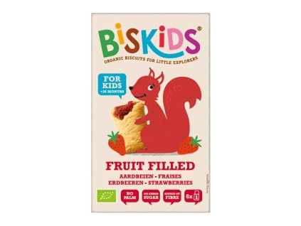 BISkids BIO mäkké detské sušienky s jahodovým pyré bez pridaného cukru 33% ovocia 120g
