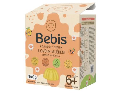 Bebis Dojčenský puding s ovčím mliekom – Mango a Broskyňa 140 g