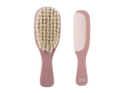 Canpol babies Prírodný mäkký hrebeň a kefa GOLD pink