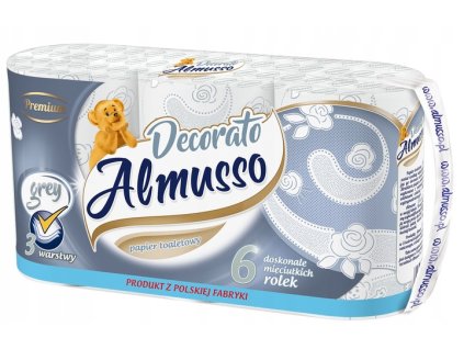 Almusso Decorato toaletný papier 3vrstvový 6ks šedý