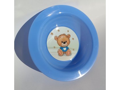 TVAR Detský hlboký tanier Medvídek modrý