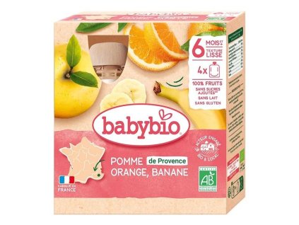 BABYBIO Jablko, pomaranč a banán (4x90g)
