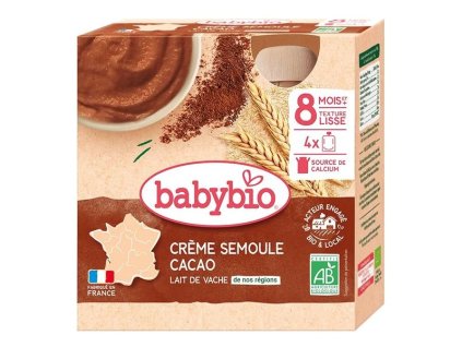 BABYBIO Mliečna krupicová desiata s kakaom (4x85g)