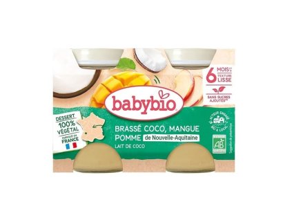 BABYBIO Desiata z kokosového mlieka s mangom a jablkom (2x130g)
