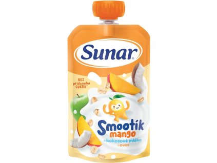 Sunar Smootík detská kapsička mango, kokosové mlieko, ovsené vločky 12m+, 120g