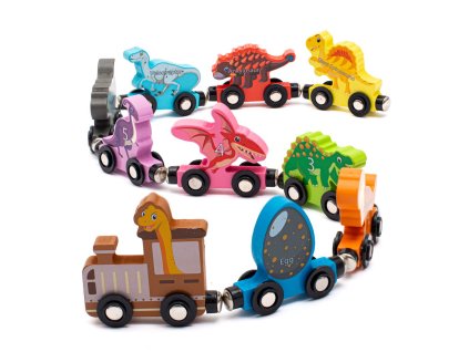 Baby Mix Drevený vláčik Montessori Dino