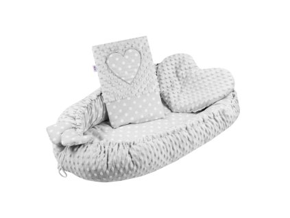 New Baby Luxusné hniezdočko s vankúšikom a perinkou z Minky šedej