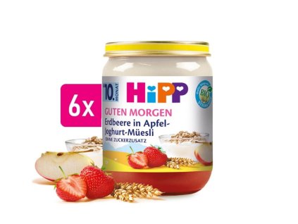 HiPP BIO Müsli s jablkom, jahodami a jogurtom 6x160g