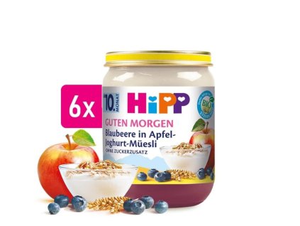 HiPP BIO Müsli s jablkom, čučoriedkami a jogurtom 6x160g