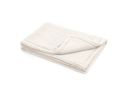 ALBERO MIO Detská velúrová deka COTTON MUSLIN & BOUCLE vanilka