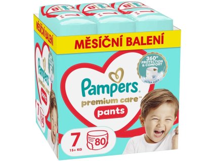 Pampers Premium care 7 Pants, 80ks, 15+kg (měsíční balení)