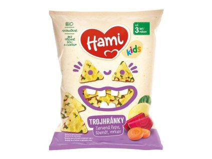 Hami BIO Trojhránky červená repa, špenát, mrkva 20g