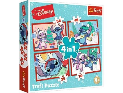 TREFL Puzzle 4v1 Stitchove Vianoce