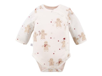 Body rozopínacie s dlhým rukávom Moje prvé Vianoce ecru