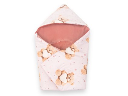 New Baby Zateplená zavinovačka do autosedačky Medvedík lásky ružová