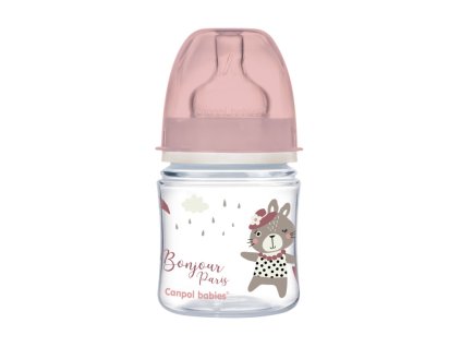 Canpol babies Fľaša so širokým hrdlom BONJOUR PARIS 120ml ružová