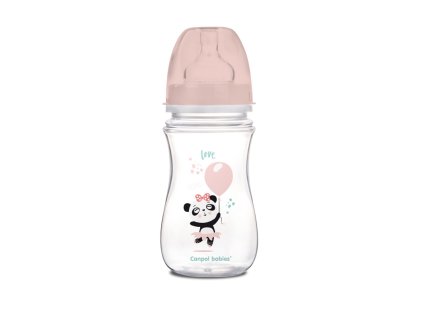 Canpol babies Fľaša so širokým hrdlom EXOTIC ANIMALS 240 ml ružová
