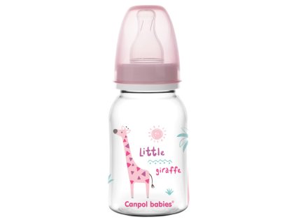 Canpol babies Fľaša s potlačou AFRICA 120 ml ružová
