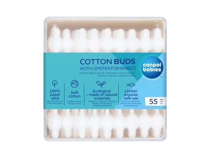 Canpol babies Bavlnené tyčinky s papierovým obmedzovačom 55ks