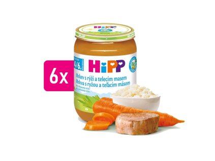 HiPP BIO Mrkva s ryžou a teľacím mäsom 6x190g