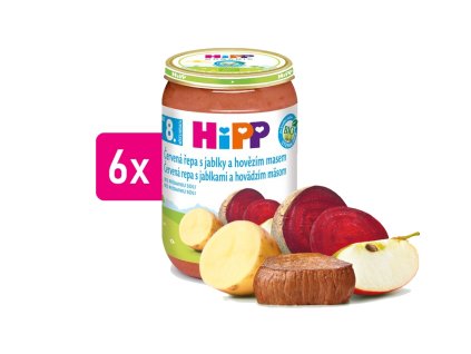 HiPP BIO Červená repa s jablkami a hovädzím mäsom 6x220g