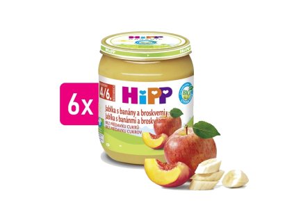 HiPP BIO Jablká s banánmi a broskyňami 6x125g