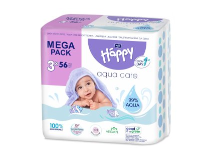 Bella Happy vlhčené obrúsky Aqua care 3x56ks