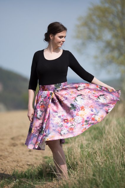 Taftová květinová sukně Rosie 1