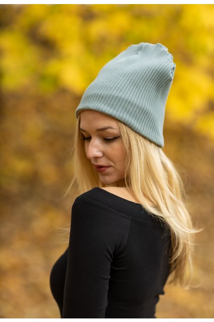 Žebrovaná čepice Valentyna máta