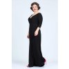 Dlouhé společenské šaty Lubica s překládaným výstřihem černé 1