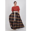 Maxi károvaná sukně žluto vínová 6