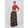 Maxi károvaná sukně žluto vínová
