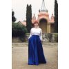 Saténová dlouhá sukně Rosie královská modrá 2