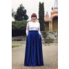 Saténová dlouhá sukně Rosie královská modrá 3