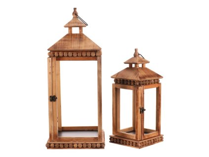 Lucerna dřevěná - čtyřboká, cena za sadu 2 ks