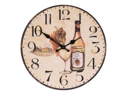 Hodiny nástěnné - pr. 34 cm, MDF, bílé víno