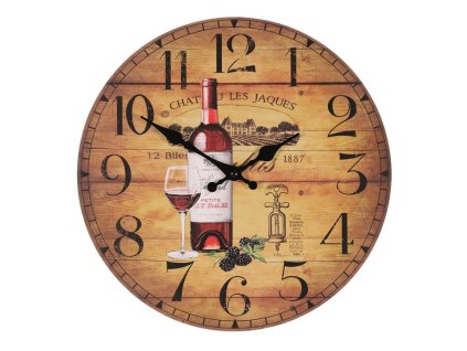 Hodiny nástěnné - pr. 34 cm, MDF, červené víno