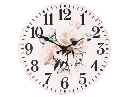 Hodiny nástěnné - pr. 34 cm, MDF, květinový motiv