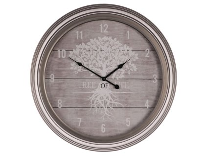 Hodiny nástěnné - pr. 58 cm, MDF, sklo a kovový rám, strom života