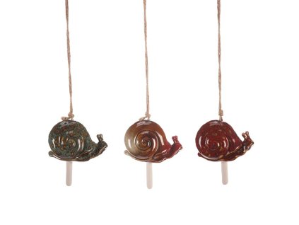 Zvonek keramický - šnek, mix 3 druhů, cena za 1 ks