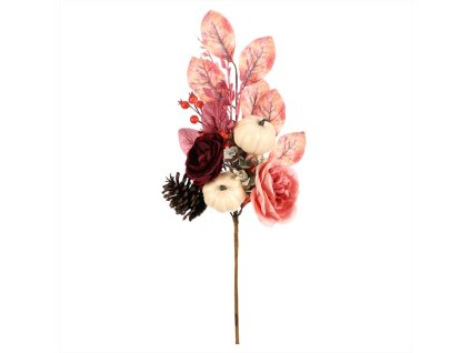 Větev umělá - květiny, dýně, šišky, bobule a listí