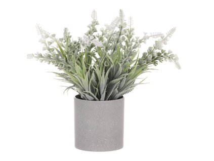 Vřes v šedém obalu - umělý, barva krémová