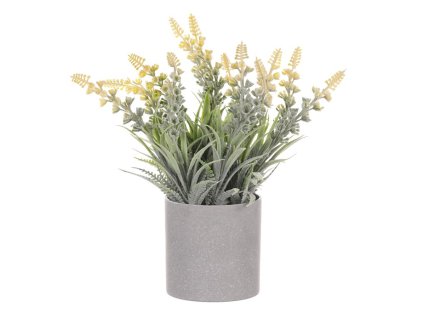 Vřes v šedém obalu - umělý, barva žlutá