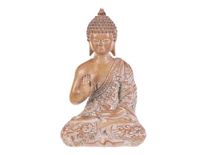 Buddha - polyresinová figurka, barva sv. hnědá