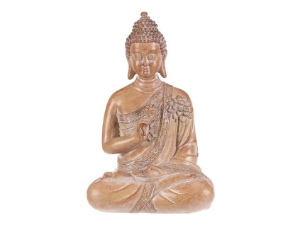 Buddha - polyresinová figurka, barva sv. hnědá