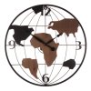 Hodiny nástěnné - pr. 40 cm, kov a MDF, motiv světadílů